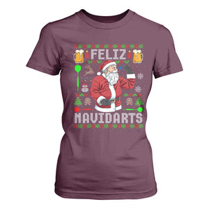 Christmas Dart Lover T Shirt For Women Feliz Navidarts Santa Navidad Ugly Sweater TS02 Maroon Print Your Wear