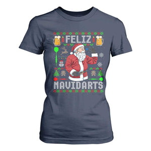 Christmas Dart Lover T Shirt For Women Feliz Navidarts Santa Navidad Ugly Sweater TS02 Navy Print Your Wear