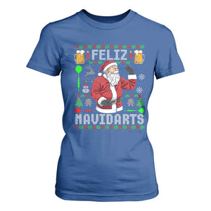 Christmas Dart Lover T Shirt For Women Feliz Navidarts Santa Navidad Ugly Sweater TS02 Royal Blue Print Your Wear