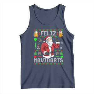 Christmas Dart Lover Tank Top Feliz Navidarts Santa Navidad Ugly Sweater TS02 Navy Print Your Wear