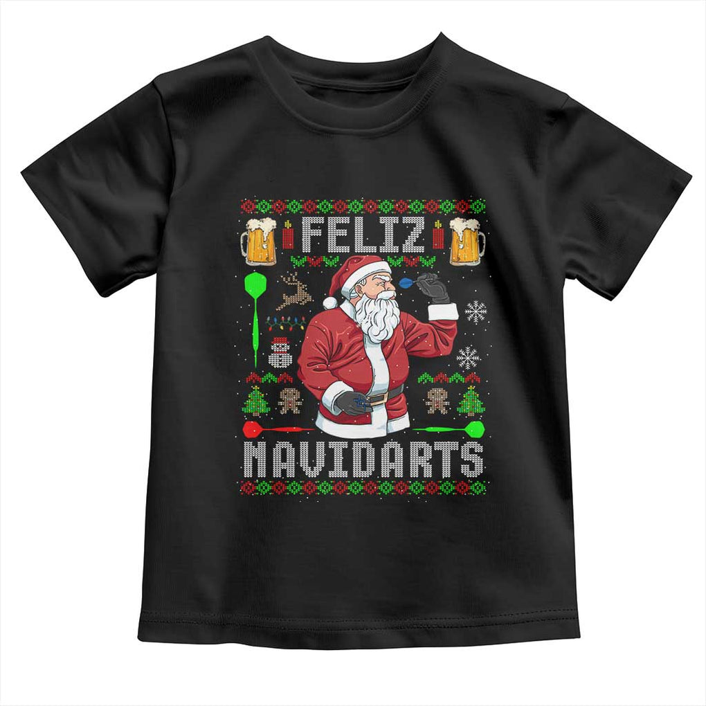 Christmas Dart Lover Toddler T Shirt Feliz Navidarts Santa Navidad Ugly Sweater TS02 Black Print Your Wear