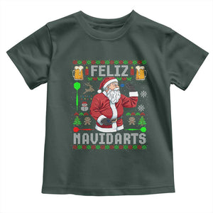 Christmas Dart Lover Toddler T Shirt Feliz Navidarts Santa Navidad Ugly Sweater TS02 Dark Forest Green Print Your Wear