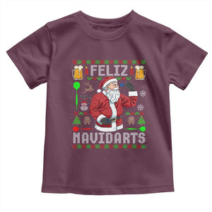 Christmas Dart Lover Toddler T Shirt Feliz Navidarts Santa Navidad Ugly Sweater TS02 Maroon Print Your Wear