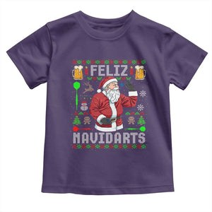 Christmas Dart Lover Toddler T Shirt Feliz Navidarts Santa Navidad Ugly Sweater TS02 Purple Print Your Wear