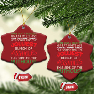 Funny Xmas Movie Christmas Ornament Jolliest Bunch of Assholes This Side of The Nuthouse Xmas Vacation TS02 Snow Flake Red Print Your Wear