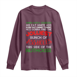 Funny Christmas Movie Long Sleeve Shirt Jolliest Bunch of Assholes This Side of The Nuthouse Xmas Vacation TS02 Maroon Print Your Wear