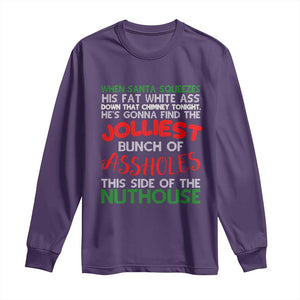 Funny Christmas Movie Long Sleeve Shirt Jolliest Bunch of Assholes This Side of The Nuthouse Xmas Vacation TS02 Purple Print Your Wear