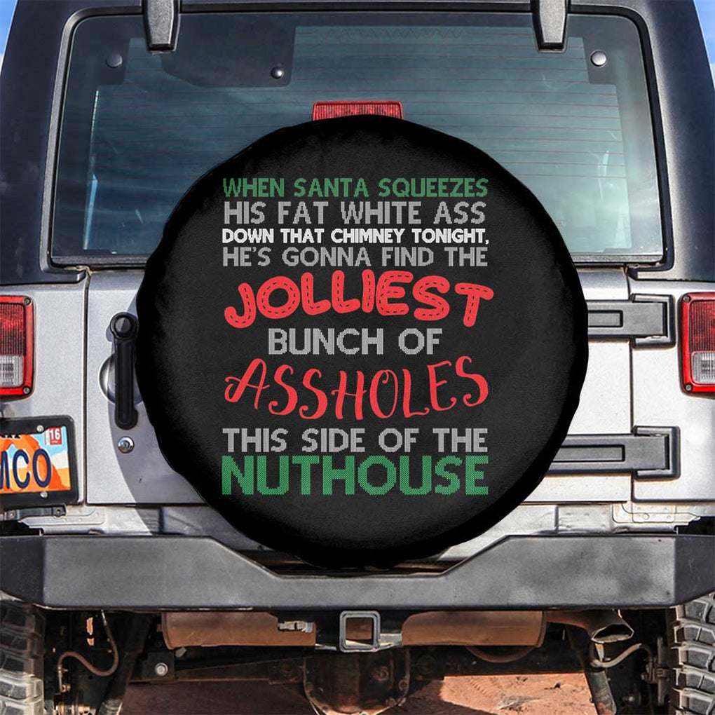 Funny Xmas Movie Spare Tire Cover Jolliest Bunch of Assholes This Side of The Nuthouse Xmas Vacation TS02 No hole Black Print Your Wear