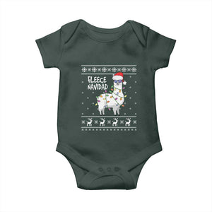 Funny Llama Christmas Baby Onesie Fleece Navidad Feliz Merry Xmas Ugly Sweater TS02 Dark Forest Green Print Your Wear