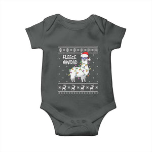 Funny Llama Christmas Baby Onesie Fleece Navidad Feliz Merry Xmas Ugly Sweater TS02 Dark Heather Print Your Wear