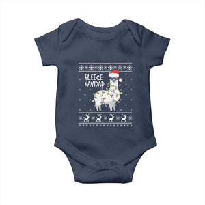 Funny Llama Christmas Baby Onesie Fleece Navidad Feliz Merry Xmas Ugly Sweater TS02 Navy Print Your Wear