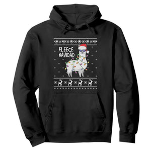 Funny Llama Christmas Hoodie Fleece Navidad Feliz Merry Xmas Ugly Sweater TS02 Black Print Your Wear