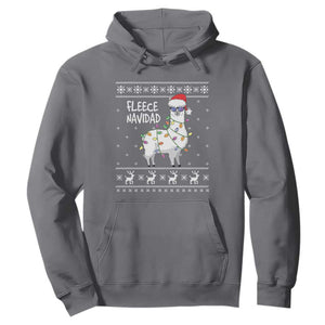 Funny Llama Christmas Hoodie Fleece Navidad Feliz Merry Xmas Ugly Sweater TS02 Charcoal Print Your Wear