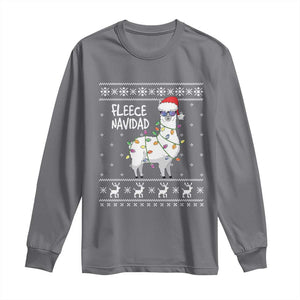 Funny Llama Christmas Long Sleeve Shirt Fleece Navidad Feliz Merry Xmas Ugly Sweater TS02 Charcoal Print Your Wear