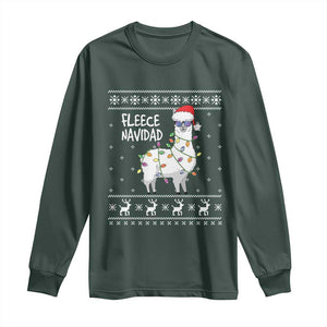 Funny Llama Christmas Long Sleeve Shirt Fleece Navidad Feliz Merry Xmas Ugly Sweater TS02 Dark Forest Green Print Your Wear