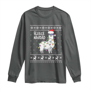 Funny Llama Christmas Long Sleeve Shirt Fleece Navidad Feliz Merry Xmas Ugly Sweater TS02 Dark Heather Print Your Wear