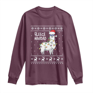 Funny Llama Christmas Long Sleeve Shirt Fleece Navidad Feliz Merry Xmas Ugly Sweater TS02 Maroon Print Your Wear