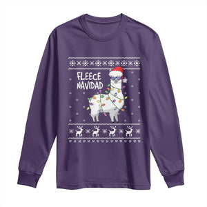 Funny Llama Christmas Long Sleeve Shirt Fleece Navidad Feliz Merry Xmas Ugly Sweater TS02 Purple Print Your Wear