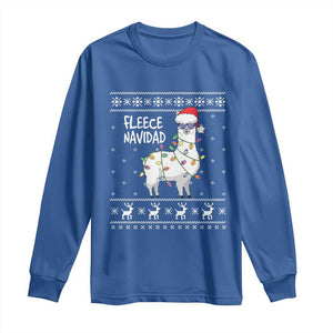 Funny Llama Christmas Long Sleeve Shirt Fleece Navidad Feliz Merry Xmas Ugly Sweater TS02 Royal Blue Print Your Wear