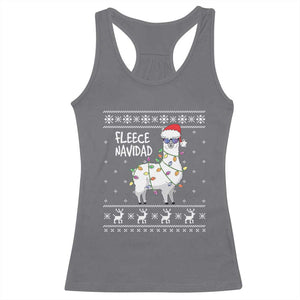 Funny Llama Christmas Racerback Tank Top Fleece Navidad Feliz Merry Xmas Ugly Sweater TS02 Charcoal Print Your Wear