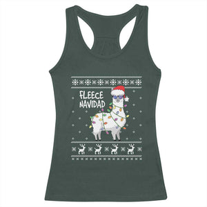 Funny Llama Christmas Racerback Tank Top Fleece Navidad Feliz Merry Xmas Ugly Sweater TS02 Dark Forest Green Print Your Wear