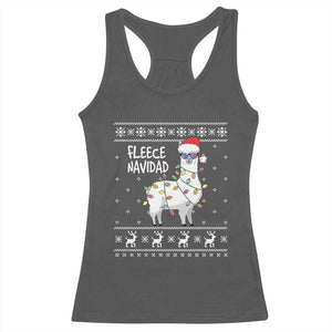 Funny Llama Christmas Racerback Tank Top Fleece Navidad Feliz Merry Xmas Ugly Sweater TS02 Dark Heather Print Your Wear