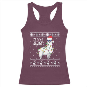 Funny Llama Christmas Racerback Tank Top Fleece Navidad Feliz Merry Xmas Ugly Sweater TS02 Maroon Print Your Wear