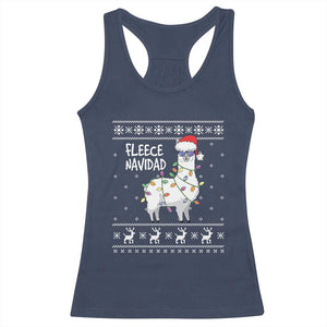 Funny Llama Christmas Racerback Tank Top Fleece Navidad Feliz Merry Xmas Ugly Sweater TS02 Navy Print Your Wear