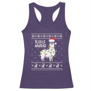 Funny Llama Christmas Racerback Tank Top Fleece Navidad Feliz Merry Xmas Ugly Sweater TS02 Purple Print Your Wear