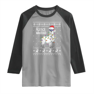 Funny Llama Christmas Raglan Shirt Fleece Navidad Feliz Merry Xmas Ugly Sweater TS02 Sport Gray Black Print Your Wear