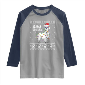 Funny Llama Christmas Raglan Shirt Fleece Navidad Feliz Merry Xmas Ugly Sweater TS02 Sport Gray Navy Print Your Wear