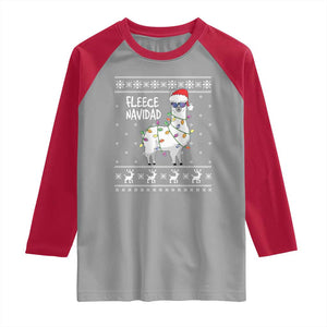 Funny Llama Christmas Raglan Shirt Fleece Navidad Feliz Merry Xmas Ugly Sweater TS02 Sport Gray Red Print Your Wear