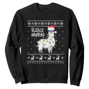 Funny Llama Christmas Sweatshirt Fleece Navidad Feliz Merry Xmas Ugly Sweater TS02 Black Print Your Wear