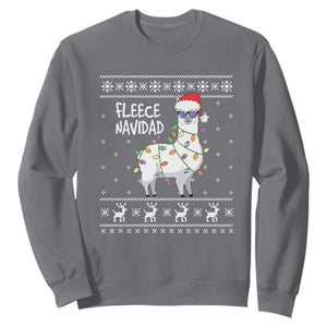 Funny Llama Christmas Sweatshirt Fleece Navidad Feliz Merry Xmas Ugly Sweater TS02 Charcoal Print Your Wear