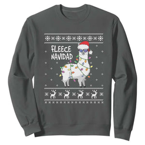 Funny Llama Christmas Sweatshirt Fleece Navidad Feliz Merry Xmas Ugly Sweater TS02 Dark Heather Print Your Wear