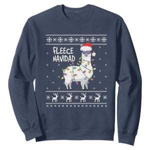 Funny Llama Christmas Sweatshirt Fleece Navidad Feliz Merry Xmas Ugly Sweater TS02 Navy Print Your Wear