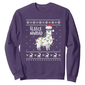 Funny Llama Christmas Sweatshirt Fleece Navidad Feliz Merry Xmas Ugly Sweater TS02 Purple Print Your Wear