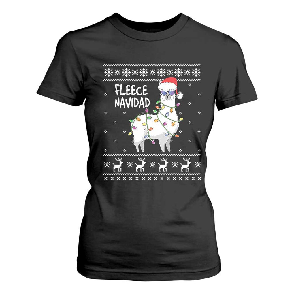 Funny Llama Christmas T Shirt For Women Fleece Navidad Feliz Merry Xmas Ugly Sweater TS02 Black Print Your Wear