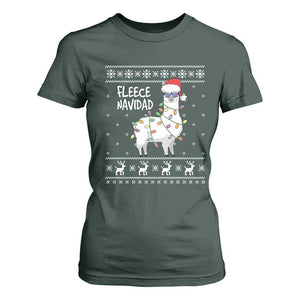 Funny Llama Christmas T Shirt For Women Fleece Navidad Feliz Merry Xmas Ugly Sweater TS02 Dark Forest Green Print Your Wear