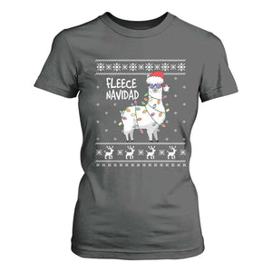 Funny Llama Christmas T Shirt For Women Fleece Navidad Feliz Merry Xmas Ugly Sweater TS02 Dark Heather Print Your Wear