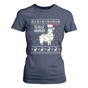 Funny Llama Christmas T Shirt For Women Fleece Navidad Feliz Merry Xmas Ugly Sweater TS02 Navy Print Your Wear