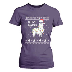 Funny Llama Christmas T Shirt For Women Fleece Navidad Feliz Merry Xmas Ugly Sweater TS02 Purple Print Your Wear