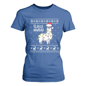 Funny Llama Christmas T Shirt For Women Fleece Navidad Feliz Merry Xmas Ugly Sweater TS02 Royal Blue Print Your Wear