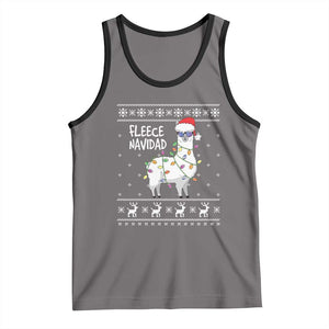 Funny Llama Christmas Tank Top Fleece Navidad Feliz Merry Xmas Ugly Sweater TS02 Deep Heather Black Print Your Wear