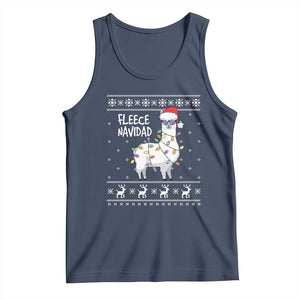 Funny Llama Christmas Tank Top Fleece Navidad Feliz Merry Xmas Ugly Sweater TS02 Navy Print Your Wear