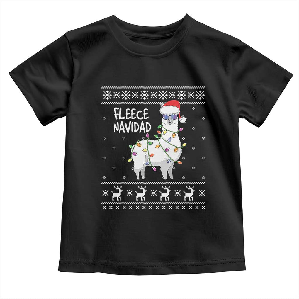 Funny Llama Christmas Toddler T Shirt Fleece Navidad Feliz Merry Xmas Ugly Sweater TS02 Black Print Your Wear