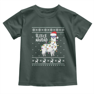 Funny Llama Christmas Toddler T Shirt Fleece Navidad Feliz Merry Xmas Ugly Sweater TS02 Dark Forest Green Print Your Wear