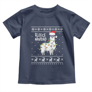 Funny Llama Christmas Toddler T Shirt Fleece Navidad Feliz Merry Xmas Ugly Sweater TS02 Navy Print Your Wear