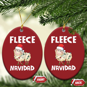 Funny Xmas Sheep Christmas Ornament Fleece Navidad Feliz Spanish Merry Xmas TS02 Oval Red Print Your Wear