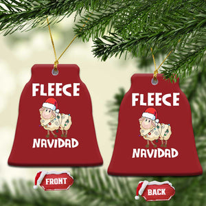 Funny Xmas Sheep Christmas Ornament Fleece Navidad Feliz Spanish Merry Xmas TS02 Bell Flake Red Print Your Wear